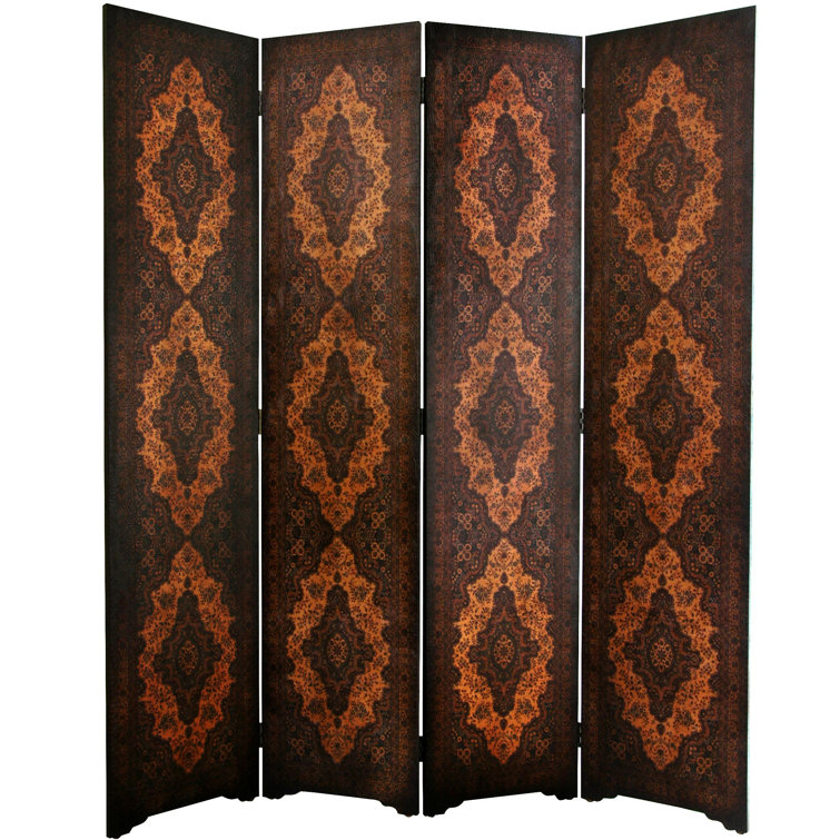Espresso Faux Leather 4-Panel Folding Room Divider