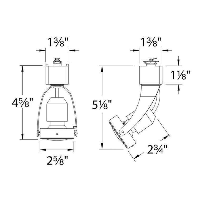 Black Miniature LED Line Voltage Track Head