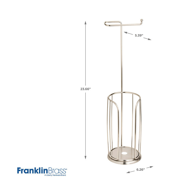 Brushed Nickel Freestanding Toilet Paper Holder with Storage