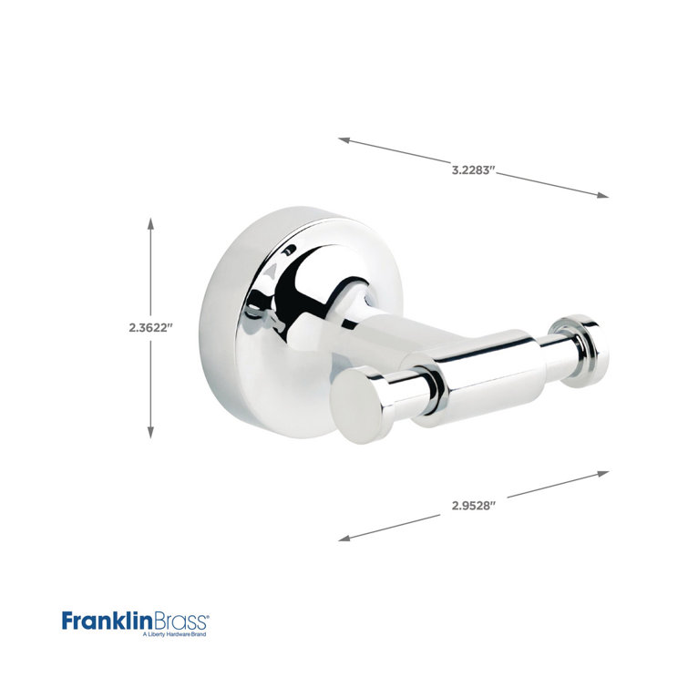 Polished Chrome Double Towel Hook with Mounting Hardware