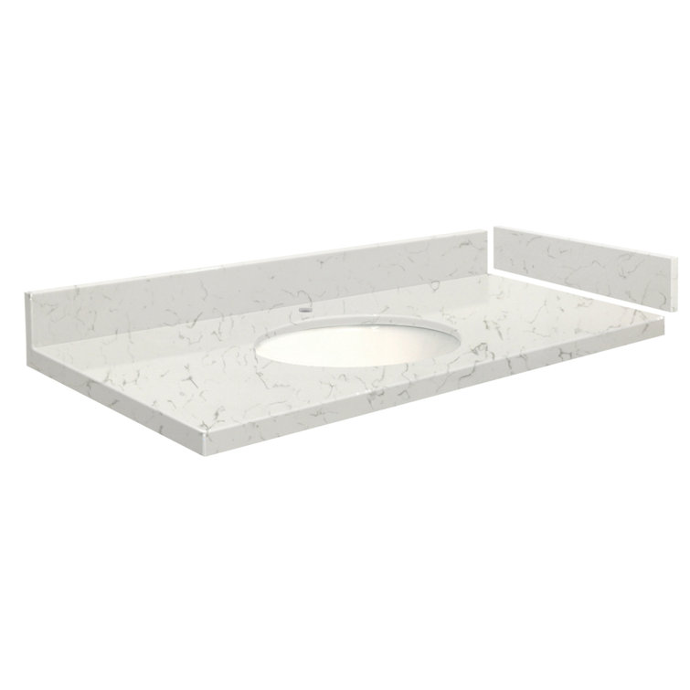Madison 25.5'' Cream Quartz Single Bathroom Vanity Top with White Round Sink