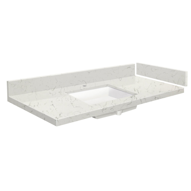 43'' Milan White Quartz Single Bathroom Vanity Top with Sink