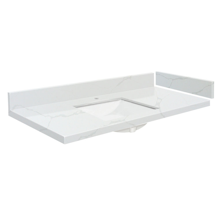 43'' Milan White Quartz Single Bathroom Vanity Top with Sink