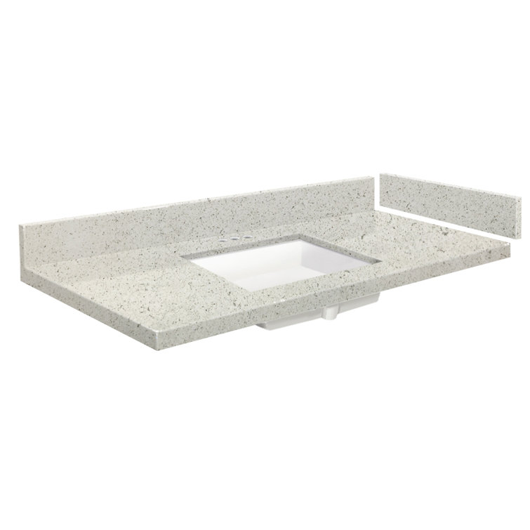 Natural White Quartz Single Sink Bathroom Vanity Top