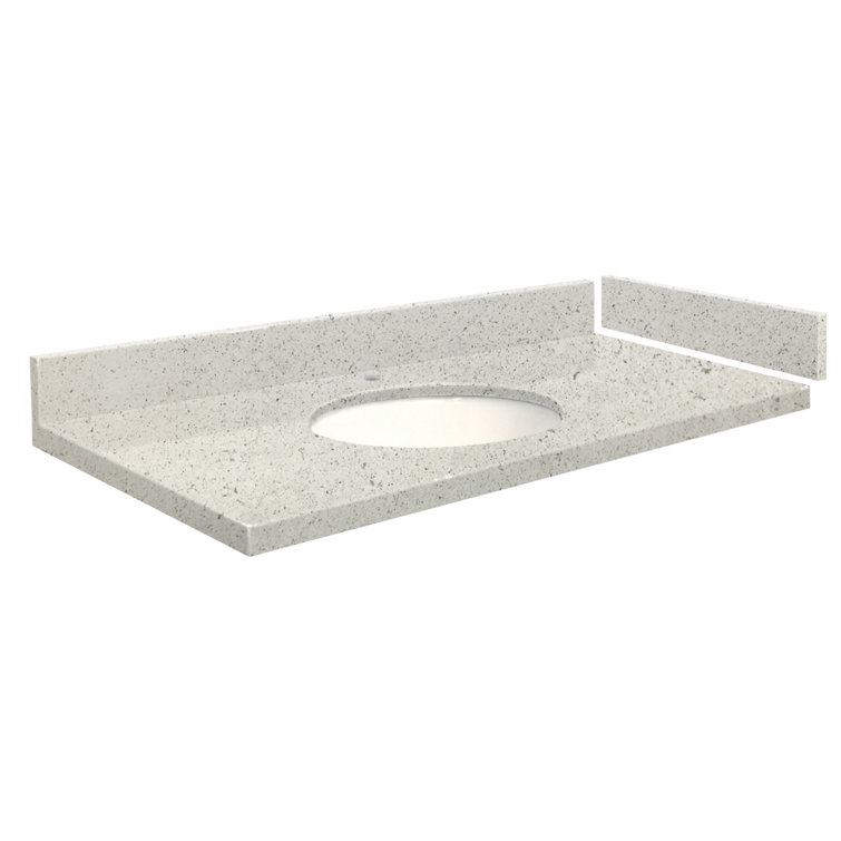 Madison 25.5'' Cream Quartz Single Bathroom Vanity Top with White Round Sink