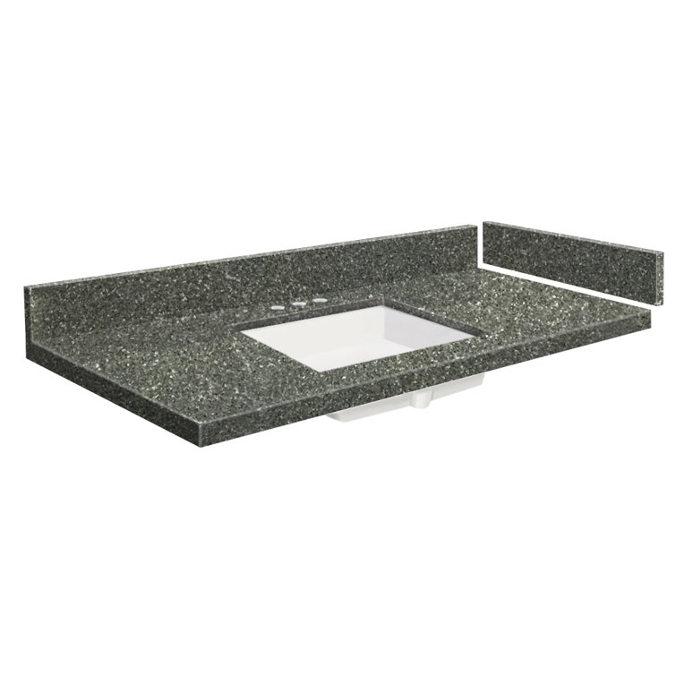 Urban Gray Quartz Single Sink Bathroom Vanity Top with White Basin