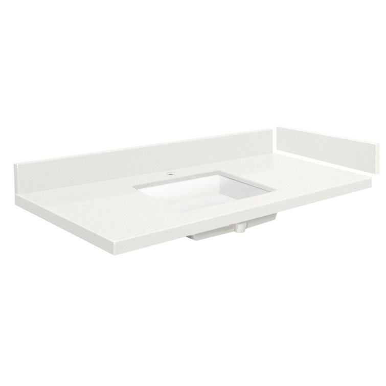 43'' Milan White Quartz Single Bathroom Vanity Top with Sink