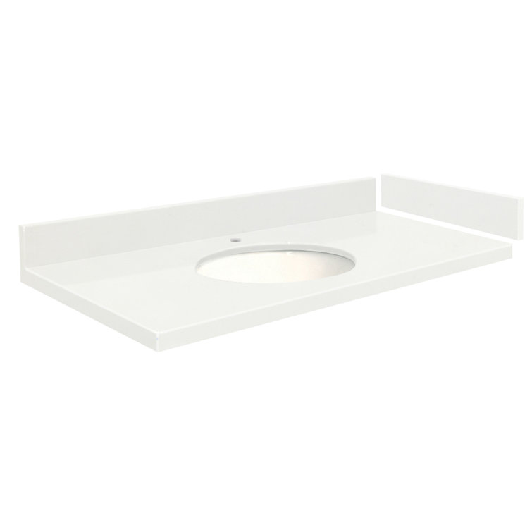 Madison 25.5'' Cream Quartz Single Bathroom Vanity Top with White Round Sink