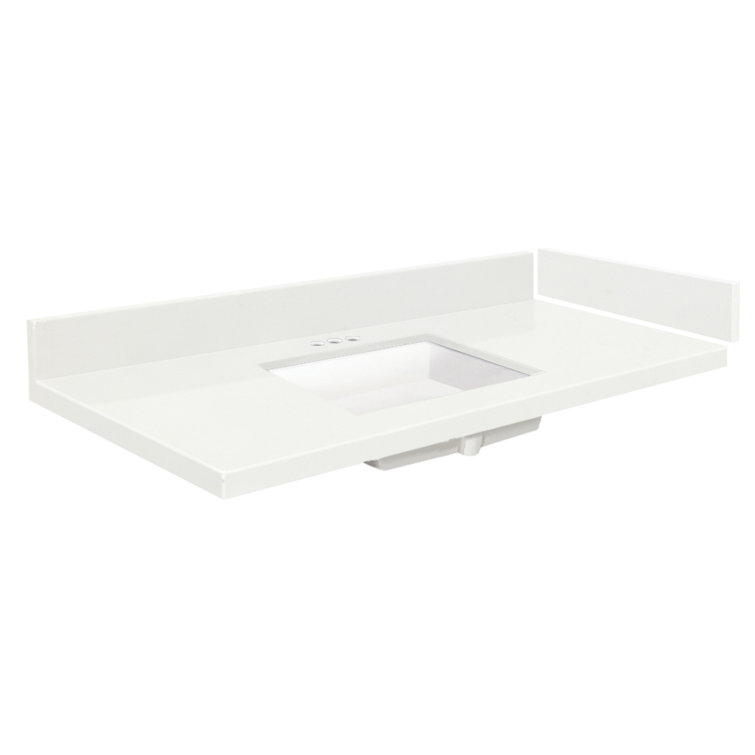 Natural White Quartz Single Sink Bathroom Vanity Top