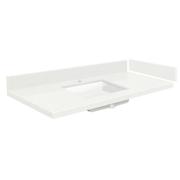 Natural White Quartz Single Sink Bathroom Vanity Top