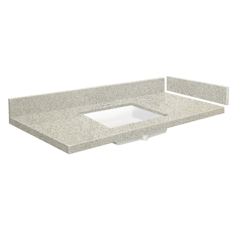 Natural White Quartz Single Sink Bathroom Vanity Top
