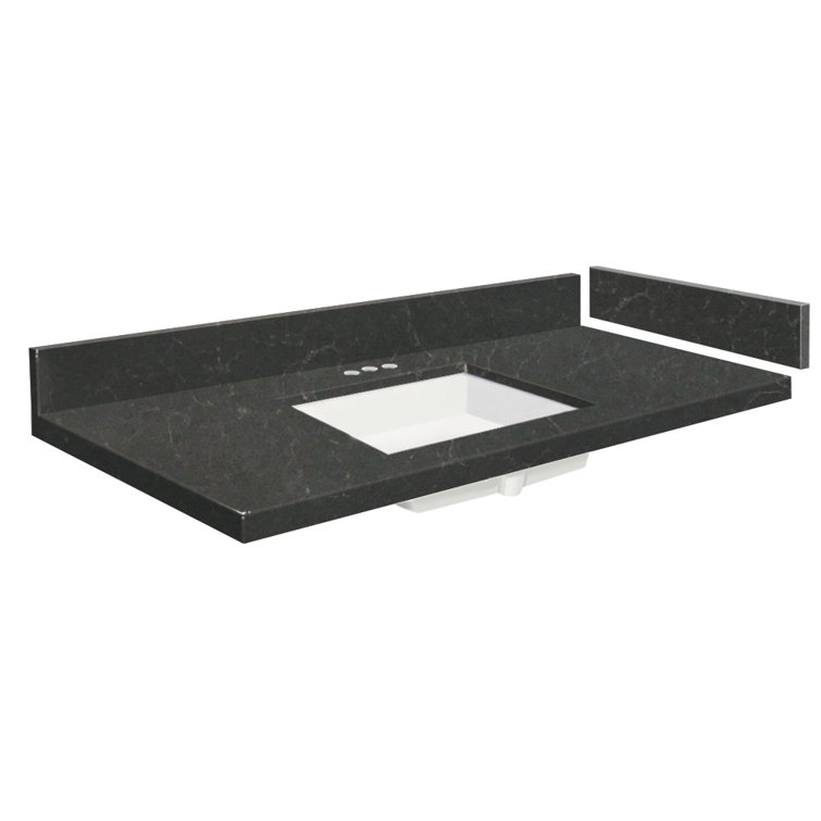 Natural White Quartz Single Sink Bathroom Vanity Top