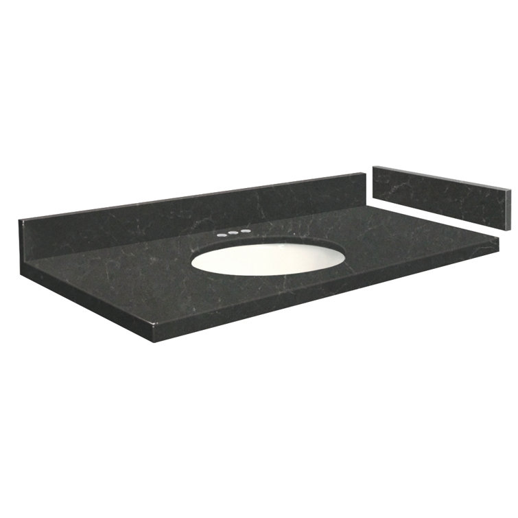 Milan White Quartz 43'' Single Bathroom Vanity Top with Oval Sink
