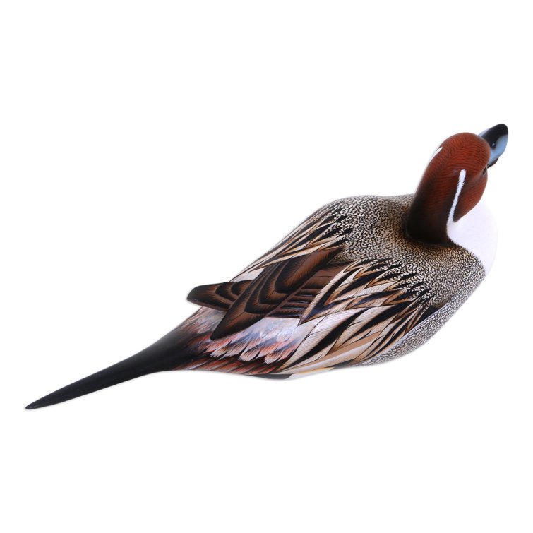 Hand-Painted Albesia Wood Pintail Duck Figurine