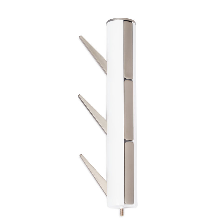 Sleek Flapper 9-Hook White Wooden Freestanding Coat Rack