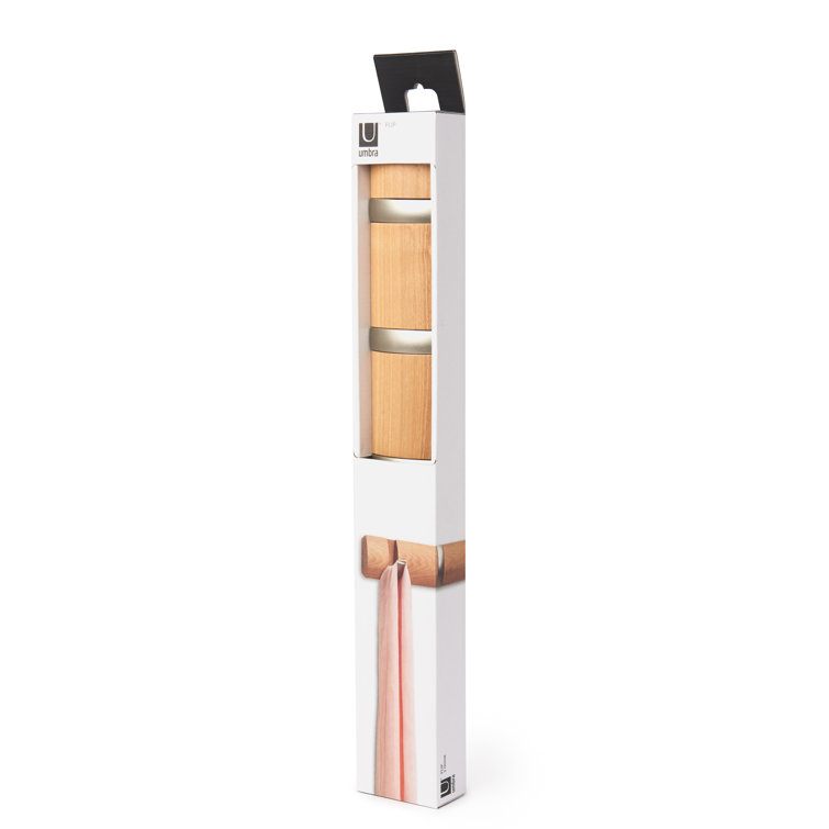 Flip 5-Hook Natural Solid Wood Wall-Mounted Coat Rack