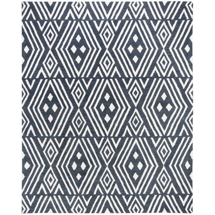 Slate Geometric Handmade Tufted Wool Rectangular Rug 8' x 10'