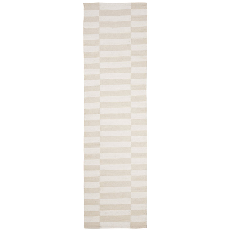 Ludlow Ivory Stripe Flatweave Cotton Runner Rug 2'3" x 8'