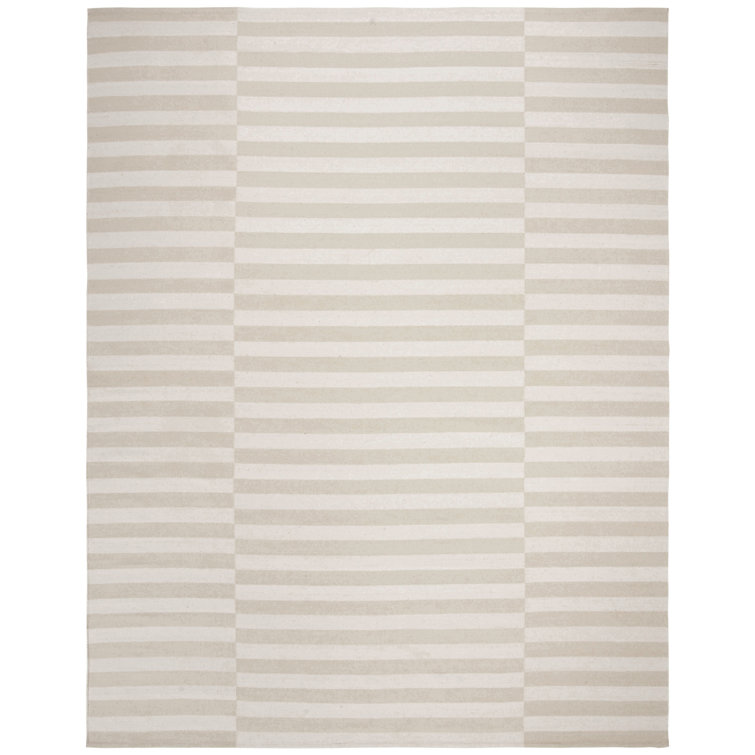 Alabaster Stripe Handmade Cotton Area Rug, 9' x 12'
