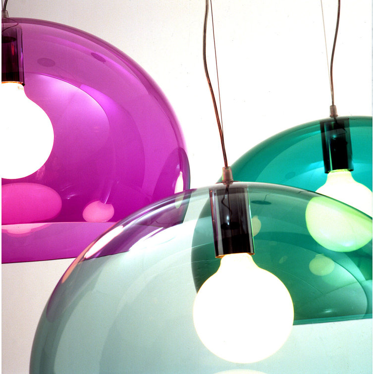 Sky Blue Dome Pendant Lamp with Multicolor Crystal Accents