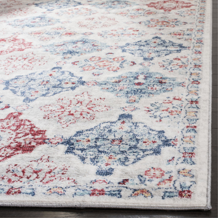 Blue Rectangular 3' x 5' Stain-Resistant Synthetic Area Rug