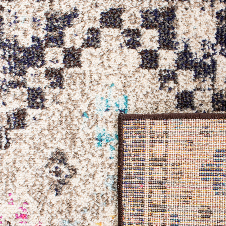 Chic Metro-Mod Black and Yellow Square Synthetic Area Rug