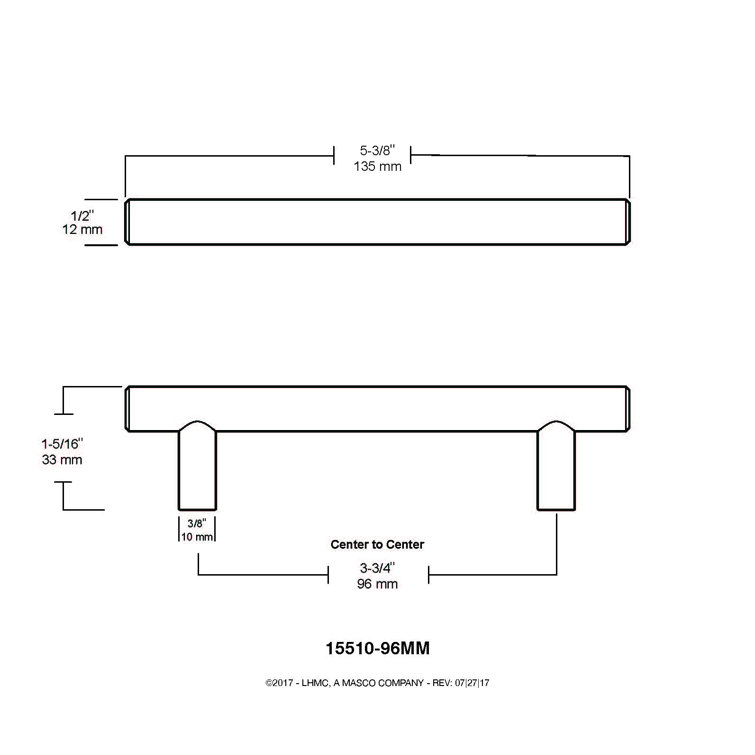Modern Bronze Copper 3'' Bar Pull with Mounting Hardware