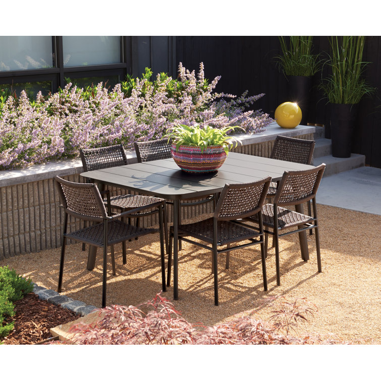 Eiland Sophisticated 68" Powder Coated Aluminum Outdoor Dining Table
