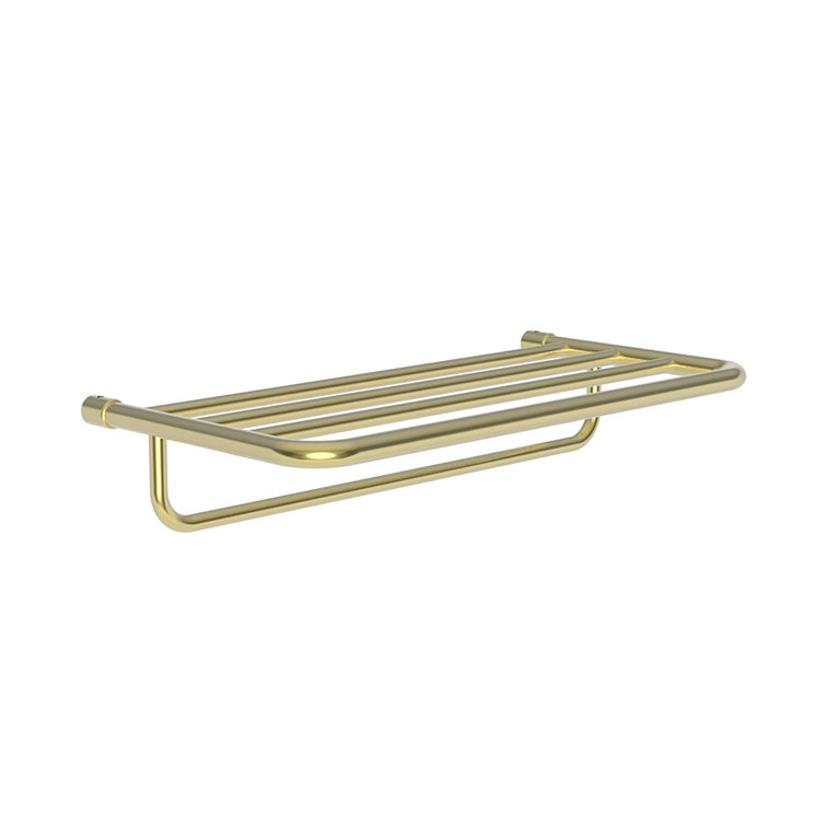 20'' Polished Brass Rectangle Floating Shelf with Towel Bar