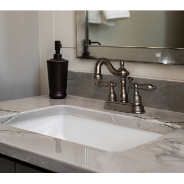 Bronze Two Handle Centerset Lavatory Faucet with Pop-Up Drain