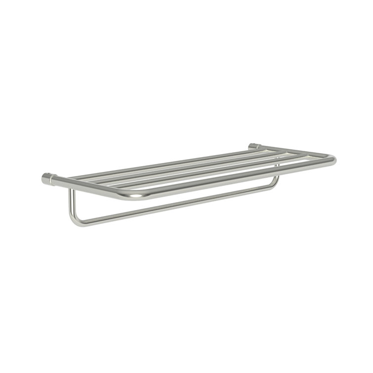 Elegant Polished Nickel 24" Wall-Mounted Hotel Shelf with Towel Bar