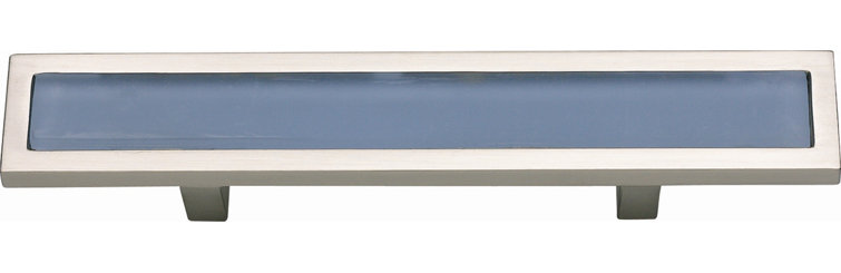 Modern Brushed Nickel and Blue Bar Pull Handle