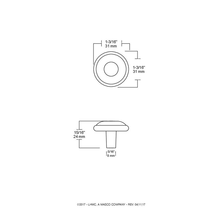 Venetian Bronze Round Cabinet Knob with Mounting Hardware