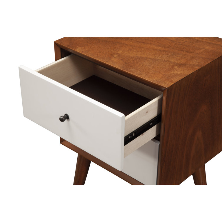 Flynn Acorn & White Solid Mahogany 2-Drawer Nightstand