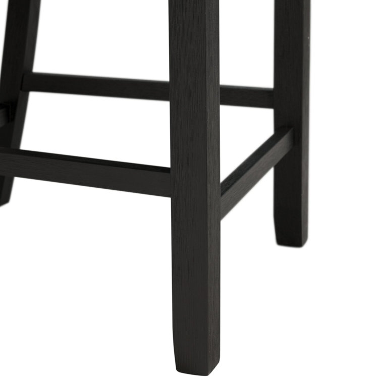 Ladderback Black Wood Side Chair with Grey Upholstered Seat