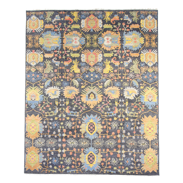 Handmade Blue and Yellow Wool 8' x 10' Area Rug