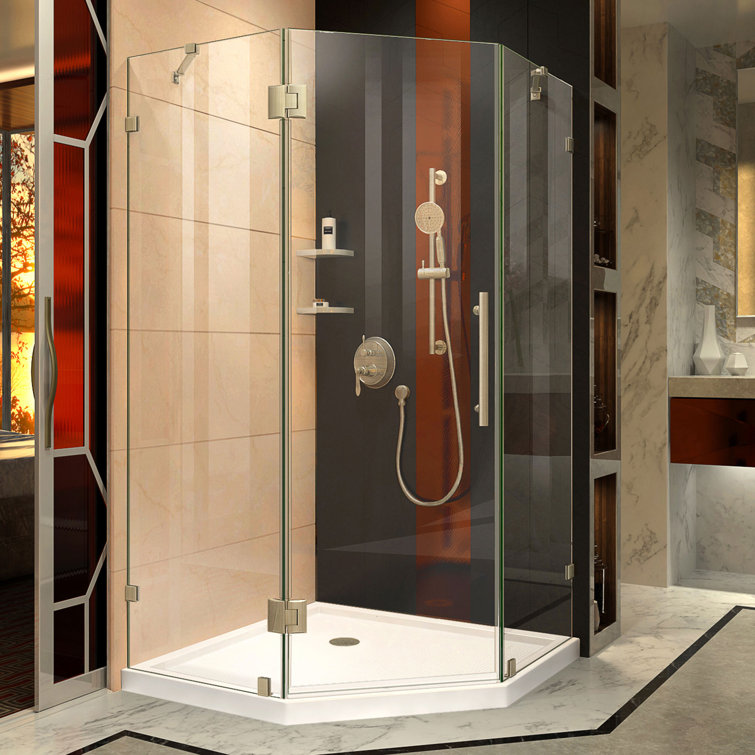Prism Lux 42" Frameless Neo-Angle Shower Enclosure with Clear Glass