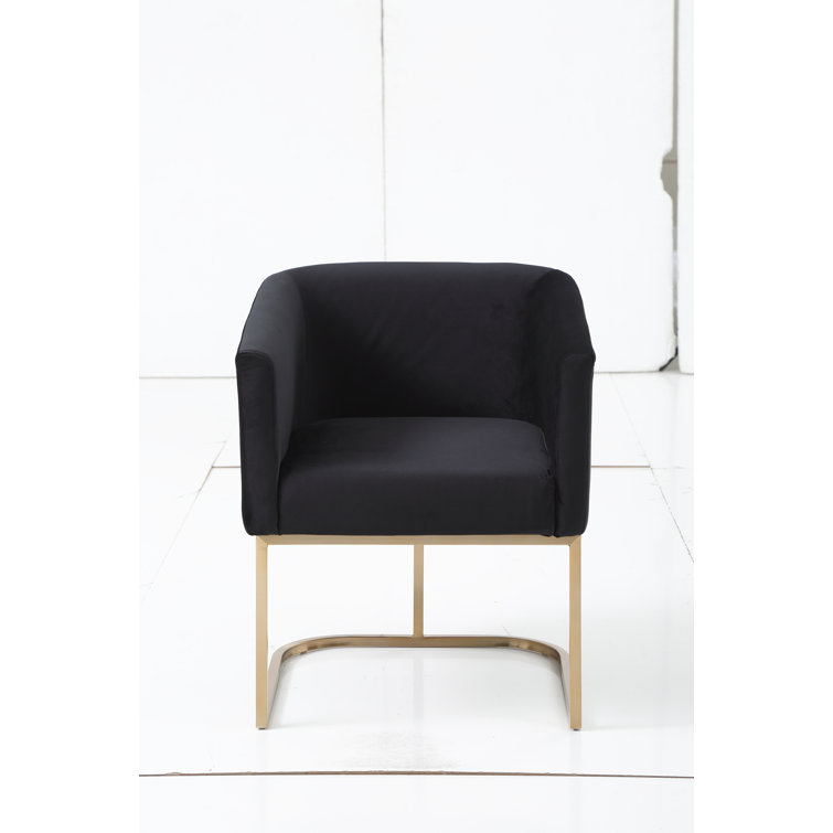 Echo 22.5'' Upholstered Black Dining Chair with Antique Brass Metal Frame