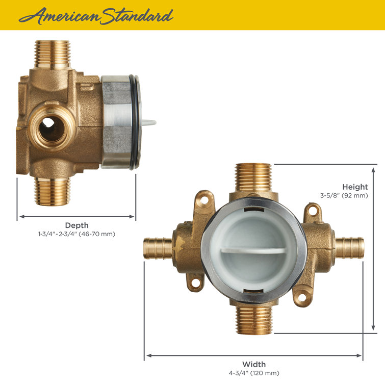 Flash Brass Shower Rough-In Valve with PEX Inlets