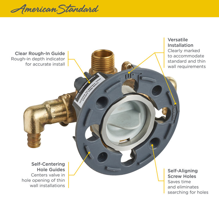 Compact Brass Shower Rough-In Valve with PEX Elbows