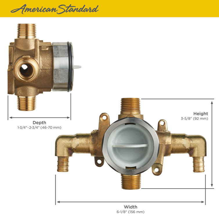 Compact Brass Shower Rough-In Valve with PEX Elbows