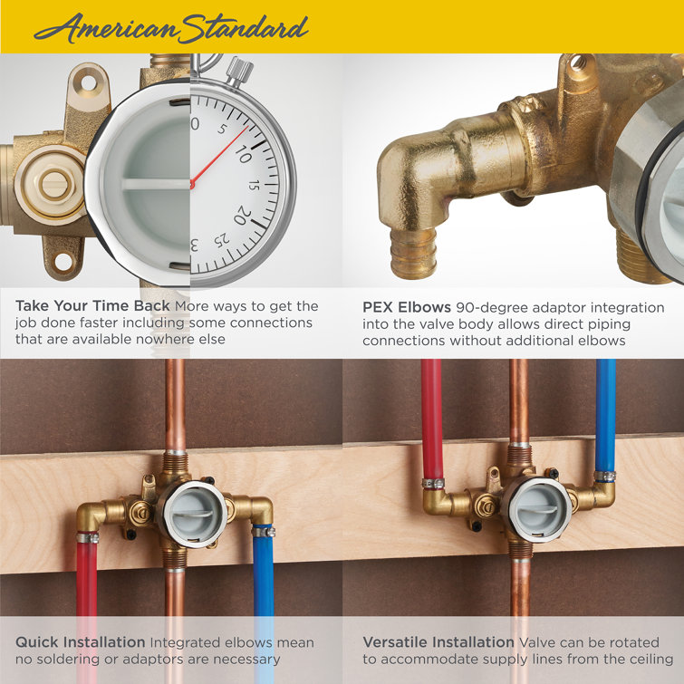 Flash Brass Shower Rough-In Valve with PEX Inlet Elbows