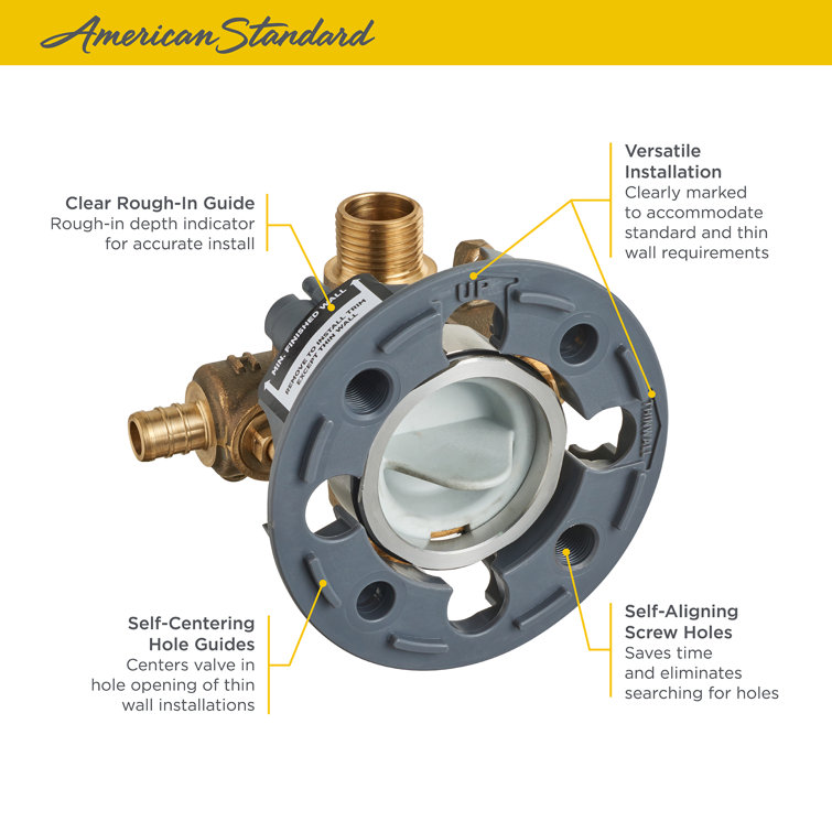 Flash Brass Shower Rough-In Valve with PEX Inlets