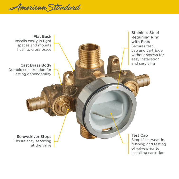 Flash Brass Shower Rough-In Valve with PEX Inlets