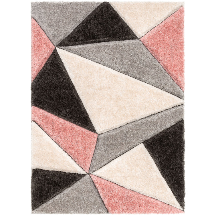 Blush Geometric 8' x 10' Synthetic Shag Area Rug