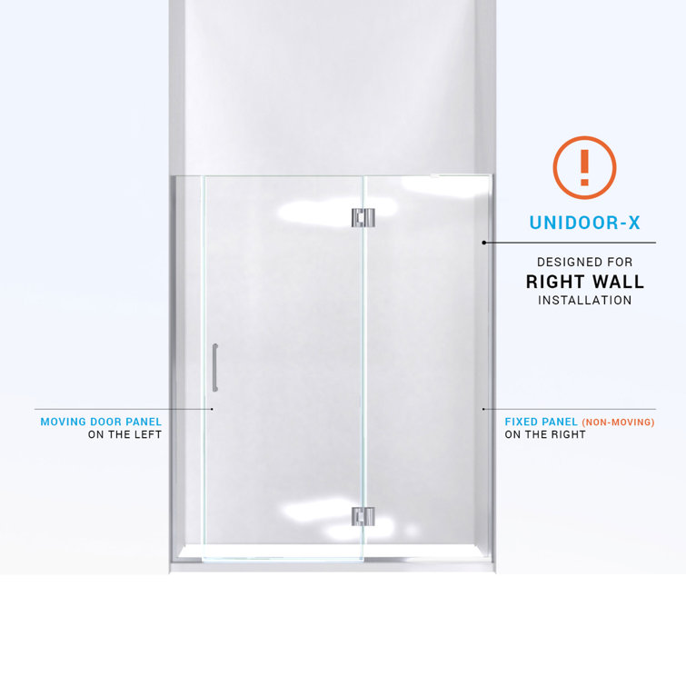 Unidoor-X 60" Frameless Clear Glass Hinged Shower Door