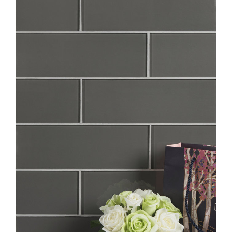 Premium Dark Gray 4" x 12" Glass Subway Wall Tile
