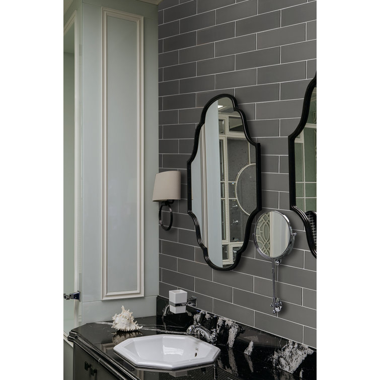 Premium Dark Gray 4" x 12" Glass Subway Wall Tile