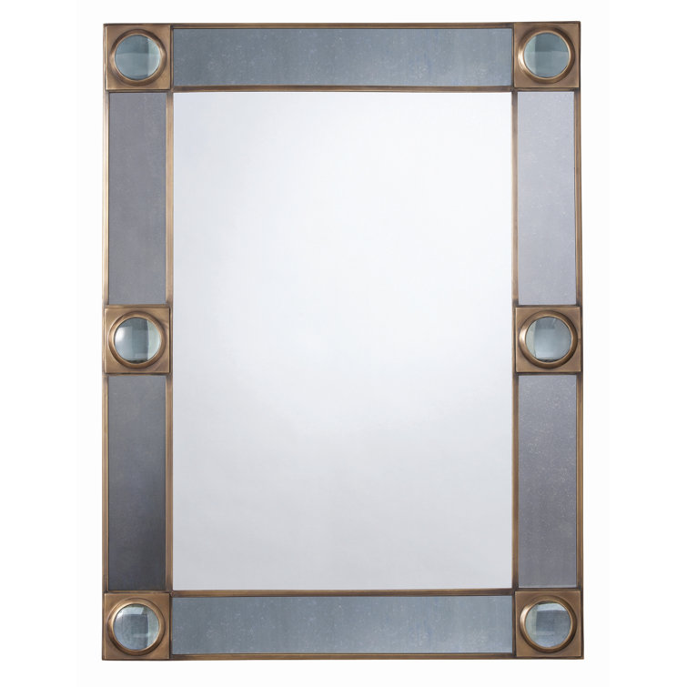 Baldwin 40'' Rectangular Silver Steel Blue Wall Mirror