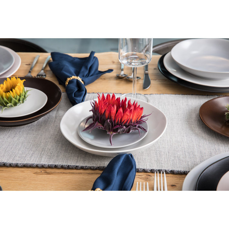 Linen Ceramic Coupe Pasta Bowl Set, 27 oz Capacity